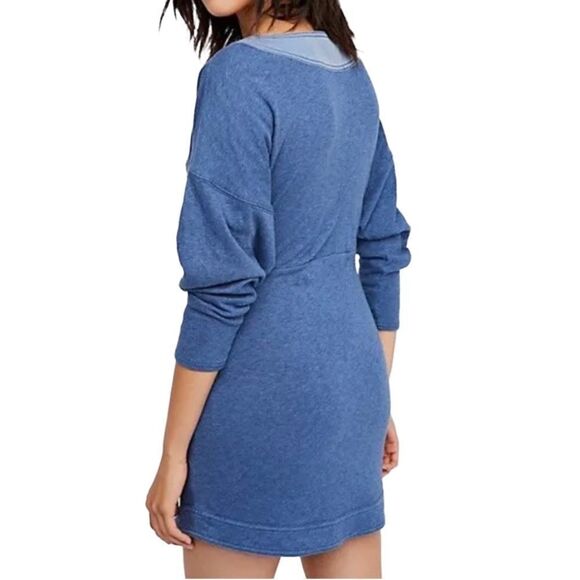 Free People Seeking Heart Mini Dress Soft Ocean Blue Button Up Dress Size Small - Picture 14 of 16